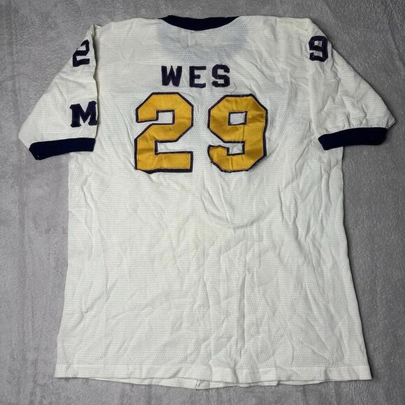 True Vintage Alpha Epsilon Pi 70s Russell Athletic Mesh Football Jersey Sz Large - Picture 9 of 11